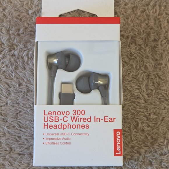 Lenovo 300 USB-C In-Ear Headphones – New, Grey - Picture 1 of 3